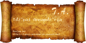 Tápai Annamária névjegykártya