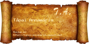 Tápai Annamária névjegykártya